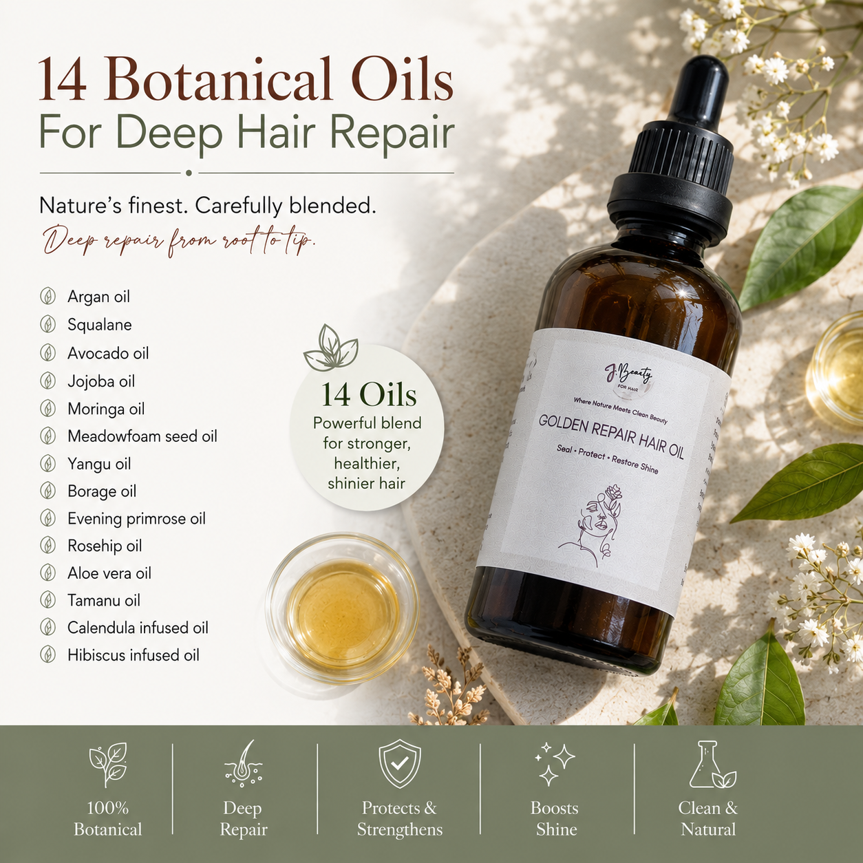 Golden Repair Hair Oil 100ml زيت تنعيم وعلاج الشعر المتضرر